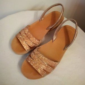 Blingy Copper Colored Sling Back Sandals